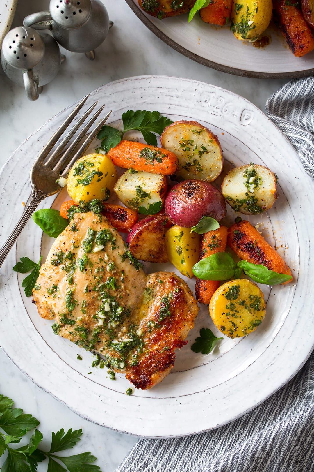 Roasted Chicken Thighs & Veggies: Bright Herb Vinaigrette